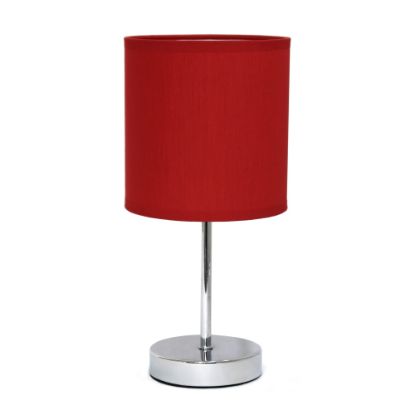 Picture of Simple Designs Mini Basic Table Lamp, 11 7/8inH, Red Shade/Chrome Base