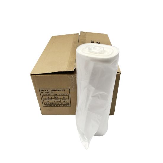 Picture of Island Plastic Bags High-Density Trash Liners, 55 Gallons, Natural, Case Of 200 Liners