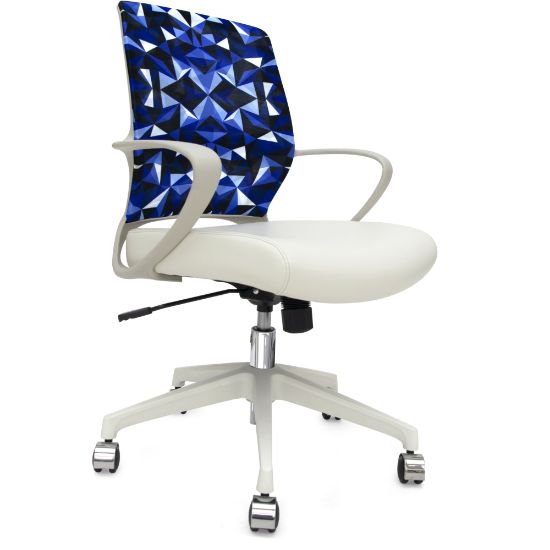 Picture of Raynor Elizabeth Sutton Gramercy Fabric Mid-Back Task Chair, Blue Prism/White/Silver