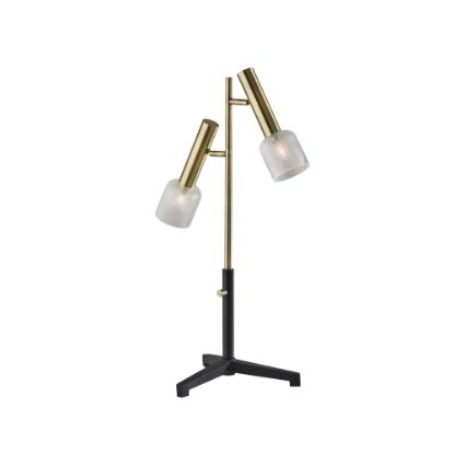 Picture of Adesso Melvin LED Table Lamp, 26-1/4inH, Black/Antique Brass Base/Clear Glass Shade