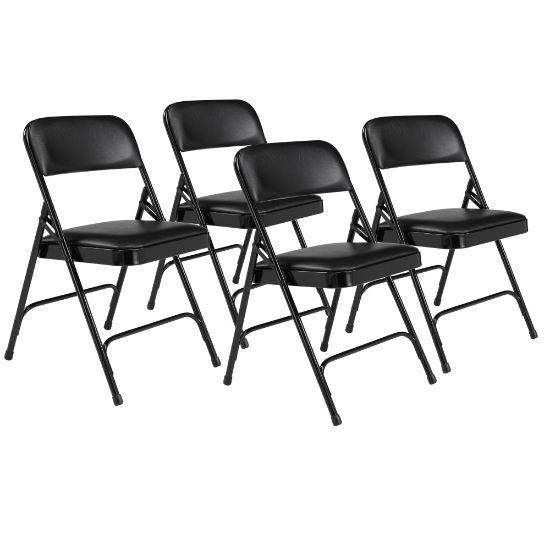 Picture of National Public Seating Series 1200 Folding Chairs, Black, Set Of 4 Chairs