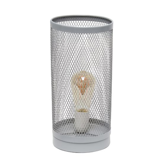 Picture of Simple Designs Cylindrical Mesh Table Lamp, 12-3/4inH, Gray