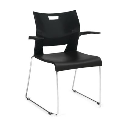 Picture of Global Duet Stacking Armchairs, Black/Chrome, Set Of 4