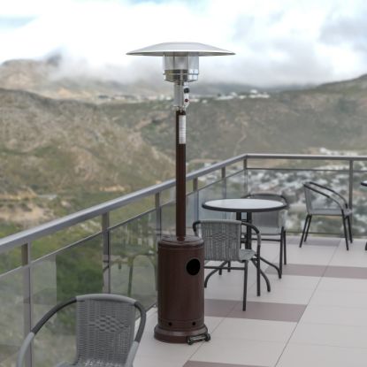 Picture of Flash Furniture Sol Stainless-Steel 40,000 BTU Outdoor Propane Heater With Wheels, 87inH x 31inW x 18inD, Bronze