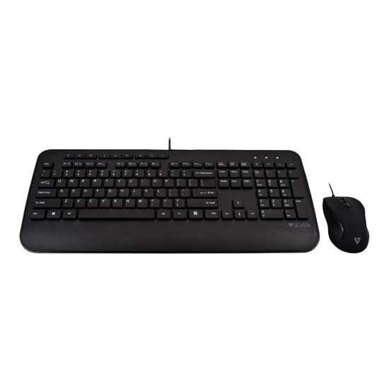 Picture of V7 Professional USB Multimedia Keyboard Combo - USB Membrane Cable - English (US) - USB Cable - Optical - 1600 dpi - QWERTY - Volume Up, Volume Down, Mute, Previous Track, Next Track, Play/Pause Hot Key(s)