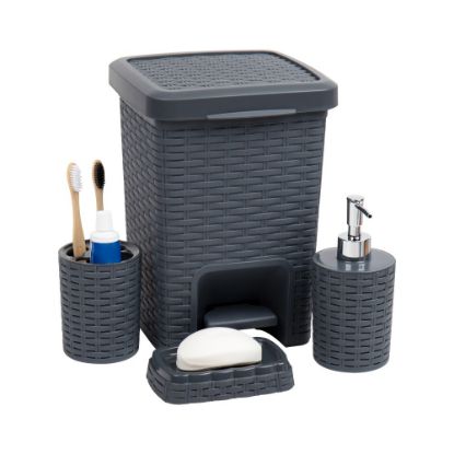 Picture of Mind Reader Basket Collection 4-Piece Bathroom Set, Gray