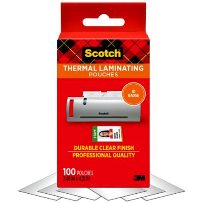 Picture of Scotch Thermal Laminating Pouches, 100 Laminating Sheets, 5 mil., Laminate Business Cards, Banners and Essays, Ideal Office or Back to School Supplies, Fits Business Card Size (2.32 in. x 3.7 in.) Paper