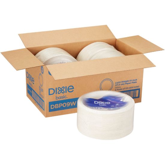 Picture of DIXIE BASIC 8 1/2IN LIGHT-WEIGHT PAPER PLATES BY GP PRO (GEORGIA-PACIFIC), WHITE, 500 PLATES PER CASE