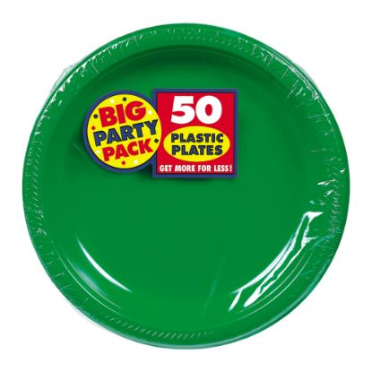 Picture of Amscan Plastic Dessert Plates, 7in, Festive Green, 50 Plates Per Big Party Pack, Set Of 2 Packs