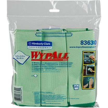 Picture of Wypall Microfiber Cloths - General Purpose - For Nonporous Surface - 15.75in Length x 15.75in Width - 24 / Carton - Green