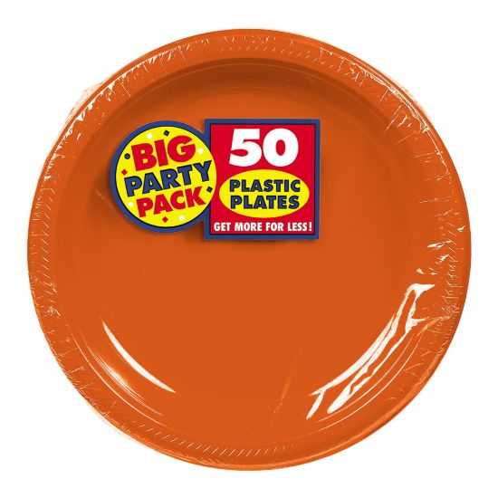 Picture of Amscan Plastic Dessert Plates, 7in, Orange Peel, 50 Plates Per Big Party Pack, Set Of 2 Packs