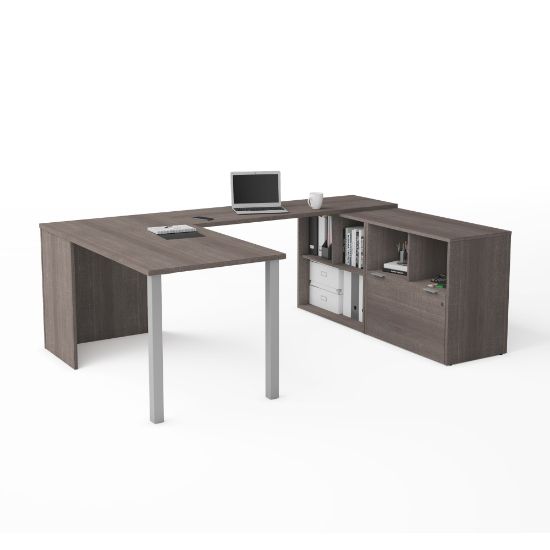 Picture of Bestar i3 Plus 61inW U-Shaped Executive Computer Desk, Bark Gray