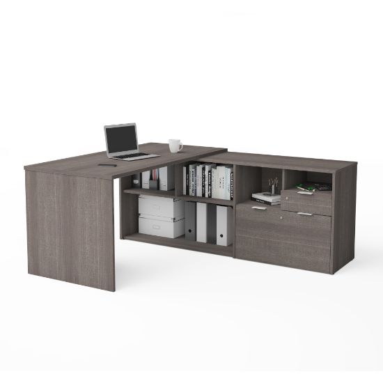 Picture of Bestar i3 Plus 72inW L-Shaped Corner Desk, Bark Gray