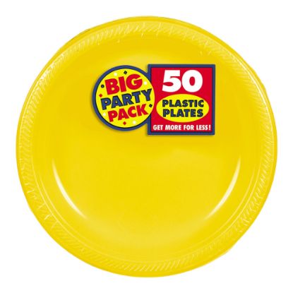 Picture of Amscan Plastic Dessert Plates, 7in, Sunshine Yellow, 50 Plates Per Big Party Pack, Set Of 2 Packs