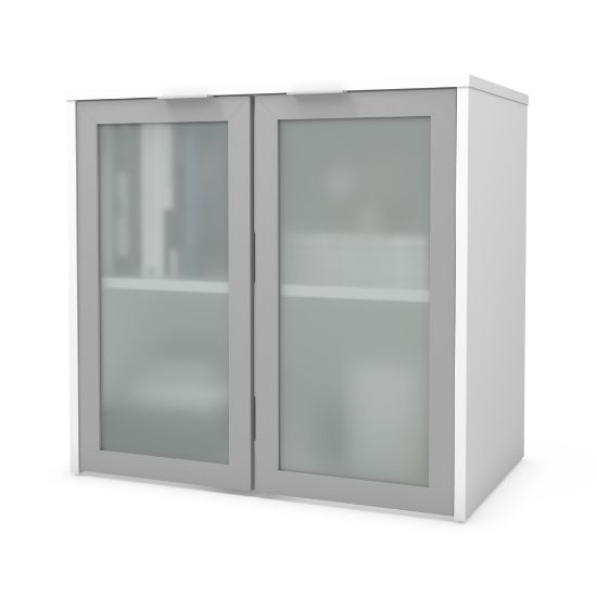 Picture of Bestar i3 Plus 31inW Hutch With Frosted Glass Doors, White