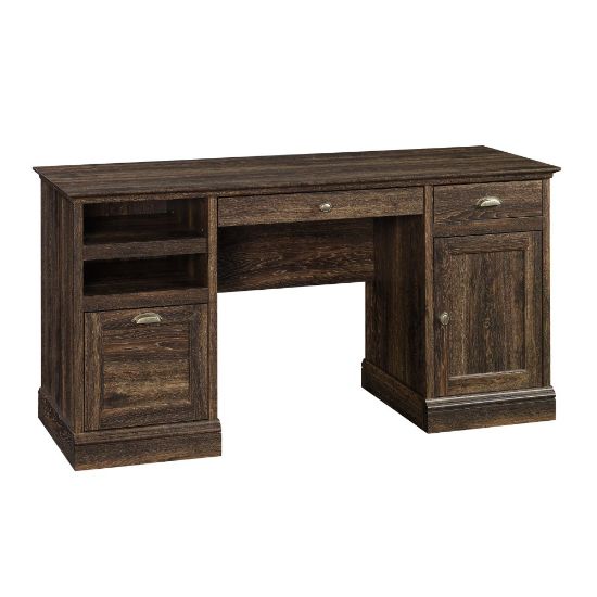 Picture of Sauder Barrister Lane 60inW Executive Computer Desk, Iron Oak