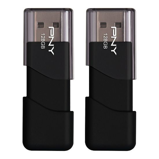 Picture of PNY Attache 3 USB 2.0 Flash Drives, 128GB, Pack Of 2 Drives