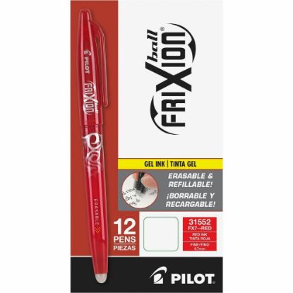 Picture of Pilot FriXion Ball Erasable Gel Pens, Pack of 12, Fine Point, 0.7 mm, Red Barrel, Red Ink