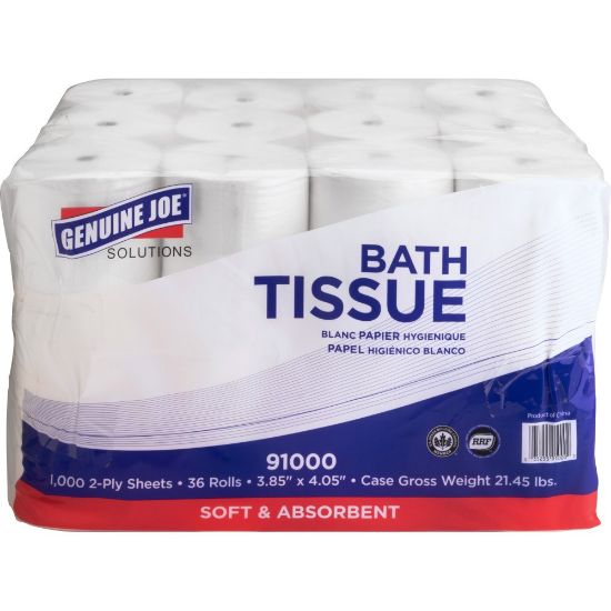 Picture of Genuine Joe Solutions Double Capacity Bath Tissue - 2 Ply - 1000 Sheets/Roll - White - 2016 / Pallet