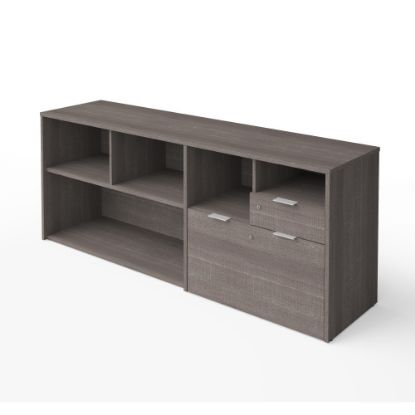 Picture of Bestar i3 Plus 72inW Computer Desk Credenza With 2 Drawers, Bark Gray