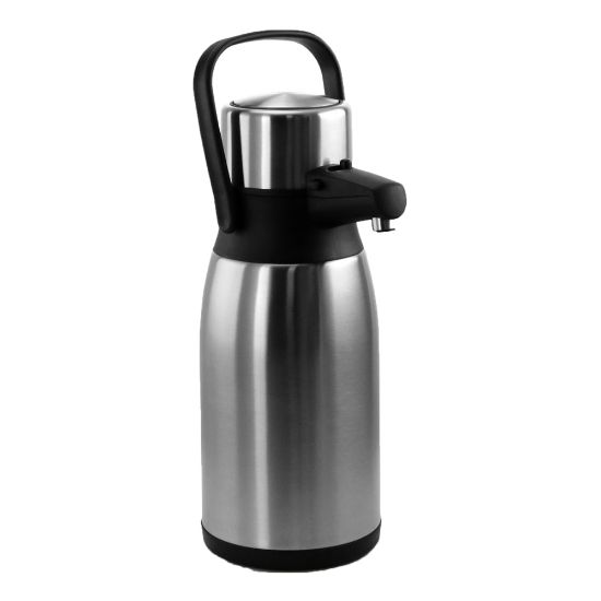 Picture of MegaChef 3 L Stainless-Steel Airpot Hot Water Dispenser for Coffee and Tea, 5in Handle, Silver/Black