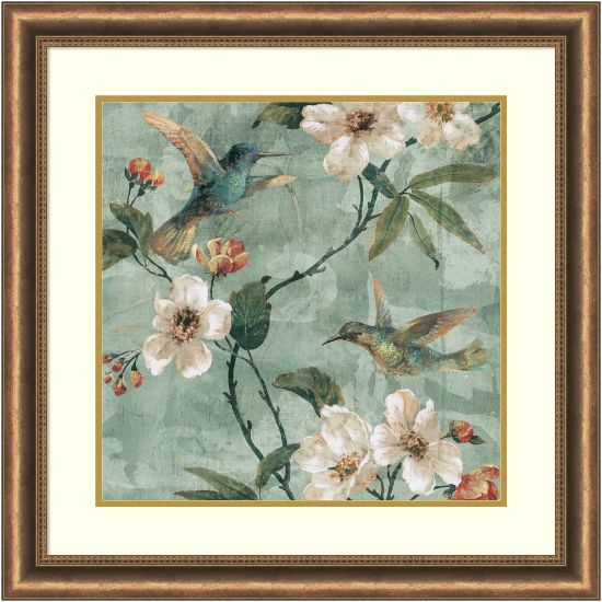 Picture of Amanti Art Birds of a Feather Floral II by Renee Campbell Wood Framed Wall Art Print, 29inH x 29inW, Bronze