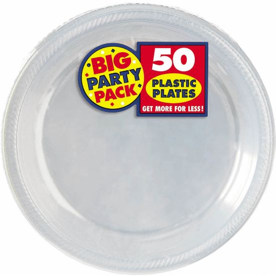 Picture of Amscan Plastic Plates, 10-1/4in, Clear, 50 Plates Per Big Party Pack, Set Of 2 Packs