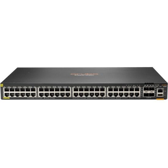 Picture of HPE 6300F 48-port 1GbE Class 4 PoE and 4-port SFP56 Switch - 48 Ports - Manageable - 3 Layer Supported - Modular - 4 SFP Slots - 86 W Power Consumption - Twisted Pair, Optical Fiber - 1U High - Rack-mountable - Lifetime Limited Warranty