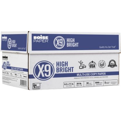 Picture of Boise X-9 High Bright Multi-Use Printer & Copy Paper, 10 Reams, White, Letter (8.5in x 11in), 5000 Sheets Per Case, 20 Lb, 96 Brightness