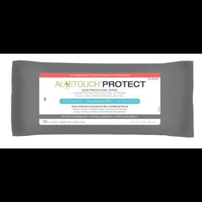 Picture of Aloetouch PROTECT Dimethicone Skin Protectant Wipes, 8in x 12in, White, 24 Per Pack