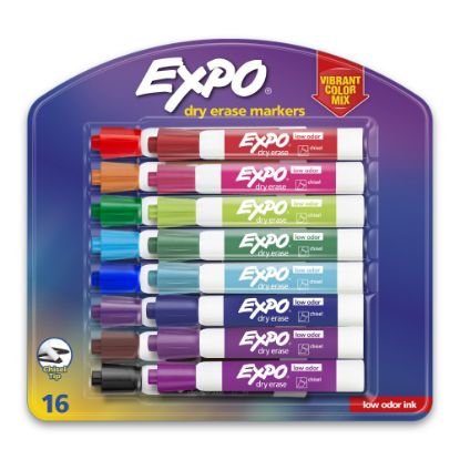 Picture of Expo Low-Odor Dry Erase Chisel Tip Markers - Chisel Marker Point Style - Assorted - 16 / Set