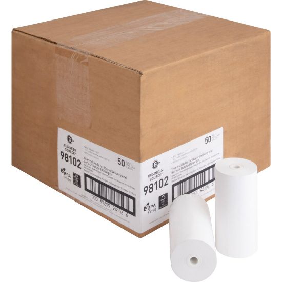 Picture of Business Source Portable Printer Receipt Thermal Rolls - 4 19/64in x 127 ft - 50 / Carton - White