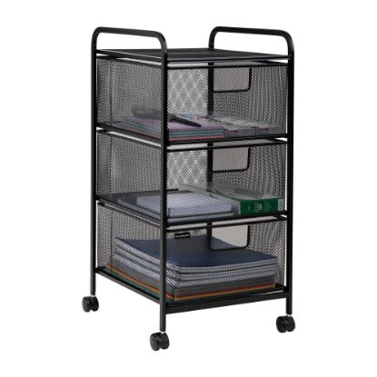 Picture of Mind Reader Rolling Storage Cart with 3 Removable Drawers, 25in H x 13-1/4in W x 12-3/4in L, Black