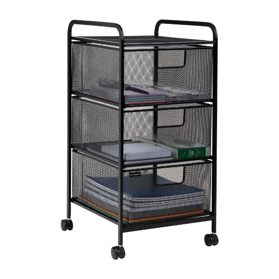 Picture of Mind Reader Rolling Storage Cart with 3 Removable Drawers, 25in H x 13-1/4in W x 12-3/4in L, Black