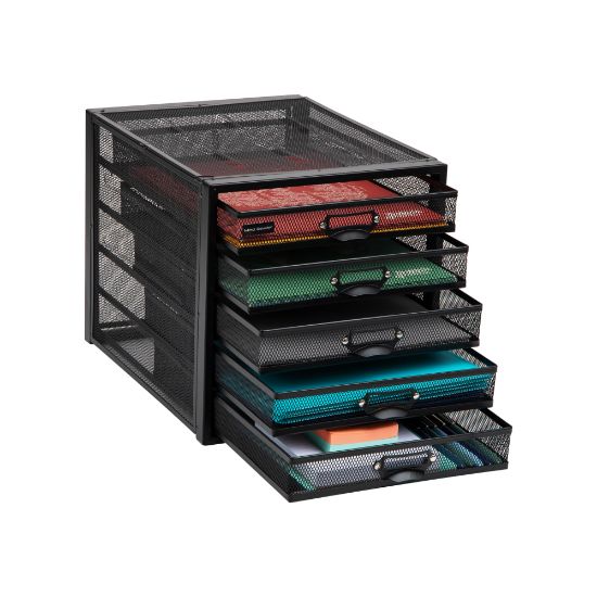 Picture of Mind Reader 5-Drawer File Storage Desk Organizer, 11in H x 14in W x 11in D, Black