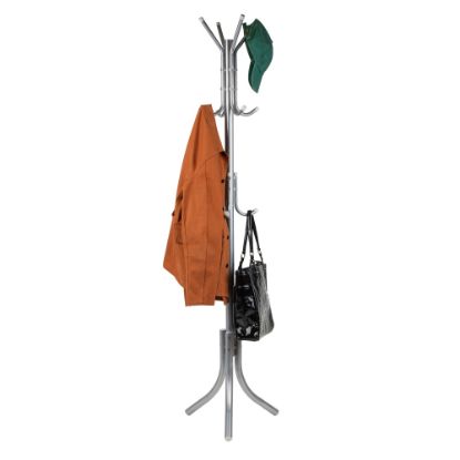 Picture of Mind Reader Alloy Collection Coat Rack with 11 Hooks, 67-1/4inH x 17-1/2inW x 17-1/2inD, Silver