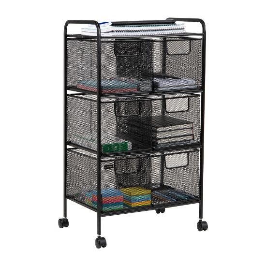 Picture of Mind Reader Metal Mesh 6-Drawer Utility Cart, 29in H x 11in W x 16in D, Black