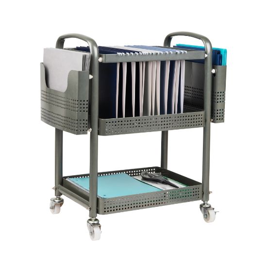 Picture of Mind Reader Elevate Collection Heavy Duty Mobile File Cart, 25 1/2inH x 12inW x 22inL, Silver