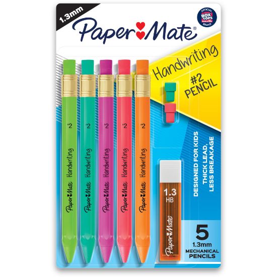 Picture of Paper Mate Handwriting Mechanical Pencil Set, #2 Lead, 1.3 mm, Assorted Colors, Pack Of 5 Pencils