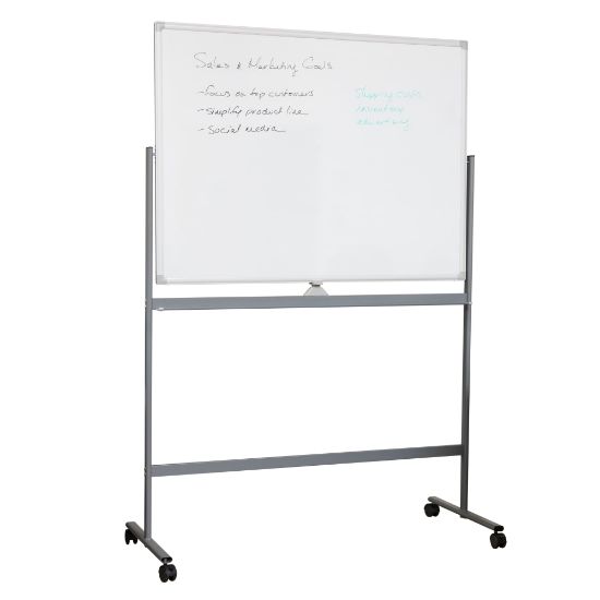 Picture of Mind Reader Magnetic Double-Sided Dry-Erase White Board with Base and Wheels, 73-1/2inH x 21inW x 49-1/2inH, White