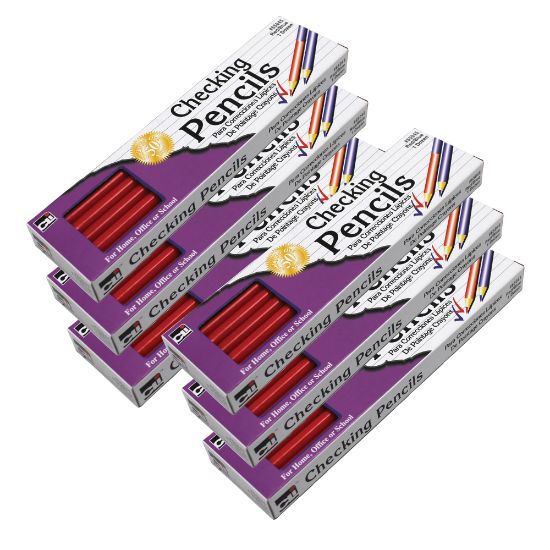 Picture of Charles Leonard Checking Pencils, #2 Medium Soft Lead, Red/Blue, 12 Per Box, Pack Of 6 Boxes