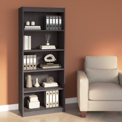 Picture of Bestar Ridgeley 72inH 5-Shelf Bookcase, Charcoal Maple