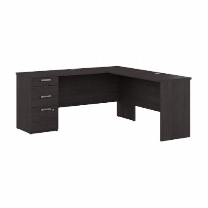 Picture of Bestar Ridgeley 65inW L-Shaped Corner Desk With Storage, Charcoal Maple