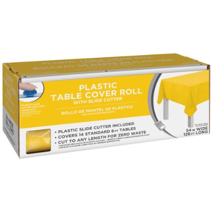 Picture of Amscan Boxed Plastic Table Roll, Yellow Sunshine, 54in x 126'