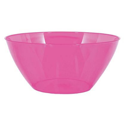 Picture of Amscan 5-Quart Plastic Bowls, 11in x 6in, Bright Pink, Set Of 5 Bowls