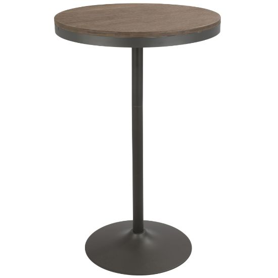 Picture of Lumisource Dakota Industrial Adjustable Bar/Dinette Table, Round, Gray/Brown