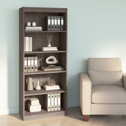 Picture of Bestar Ridgeley 72inH 5-Shelf Bookcase, Medium Gray Maple