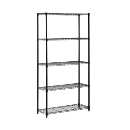 Picture of Honey-can-do SHF-01442 5-Tier Industrial Shelving Holds 200-Pounds Per Shelf, 72-Inch, Black - 5 Tier(s) - 72in Height x 14in Width36in Length - Floor - Durable, Adjustable Shelf, Rust Resistant - Black - Steel