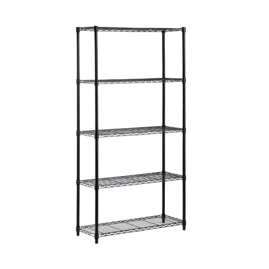 Picture of Honey-can-do SHF-01442 5-Tier Industrial Shelving Holds 200-Pounds Per Shelf, 72-Inch, Black - 5 Tier(s) - 72in Height x 14in Width36in Length - Floor - Durable, Adjustable Shelf, Rust Resistant - Black - Steel