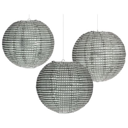 Picture of Amscan Sequin Paper Lanterns, 9-1/2in, Silver, Pack Of 3 Lanterns